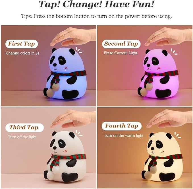 Panda Night Lamp I Rechargeable I 7-Colour Changing I Silicone