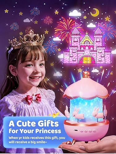 Night Light Rabbit Sky Projector for Kids – 360° Rotating Lamp