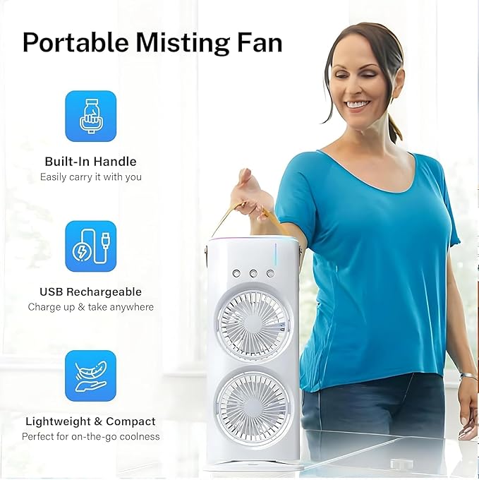 Portable Dual Fan Air Conditioner with Humidifier