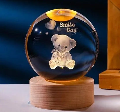 3D Crystal Ball Night lamp | USB Cable with Wooden Base | 🛍️ 9 Attractive Designs – One for Every Mood!