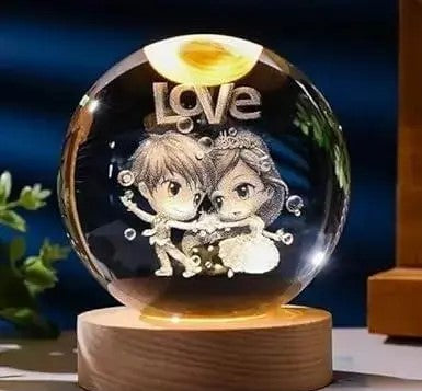 3D Crystal Ball Night lamp | USB Cable with Wooden Base | 🛍️ 9 Attractive Designs – One for Every Mood!