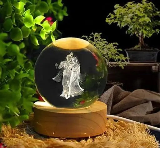 3D Crystal Ball Night lamp | USB Cable with Wooden Base | 🛍️ 9 Attractive Designs – One for Every Mood!