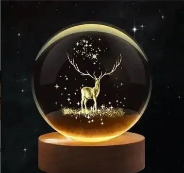 3D Crystal Ball Night lamp | USB Cable with Wooden Base | 🛍️ 9 Attractive Designs – One for Every Mood!