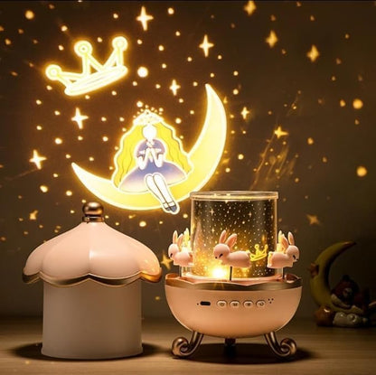 Night Light Rabbit Sky Projector for Kids – 360° Rotating Lamp