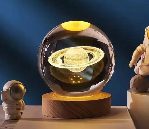 3D Crystal Ball Night lamp | USB Cable with Wooden Base | 🛍️ 9 Attractive Designs – One for Every Mood!