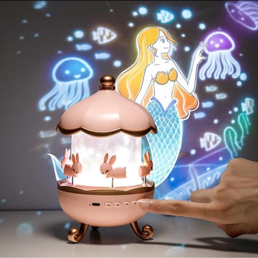Night Light Rabbit Sky Projector for Kids – 360° Rotating Lamp