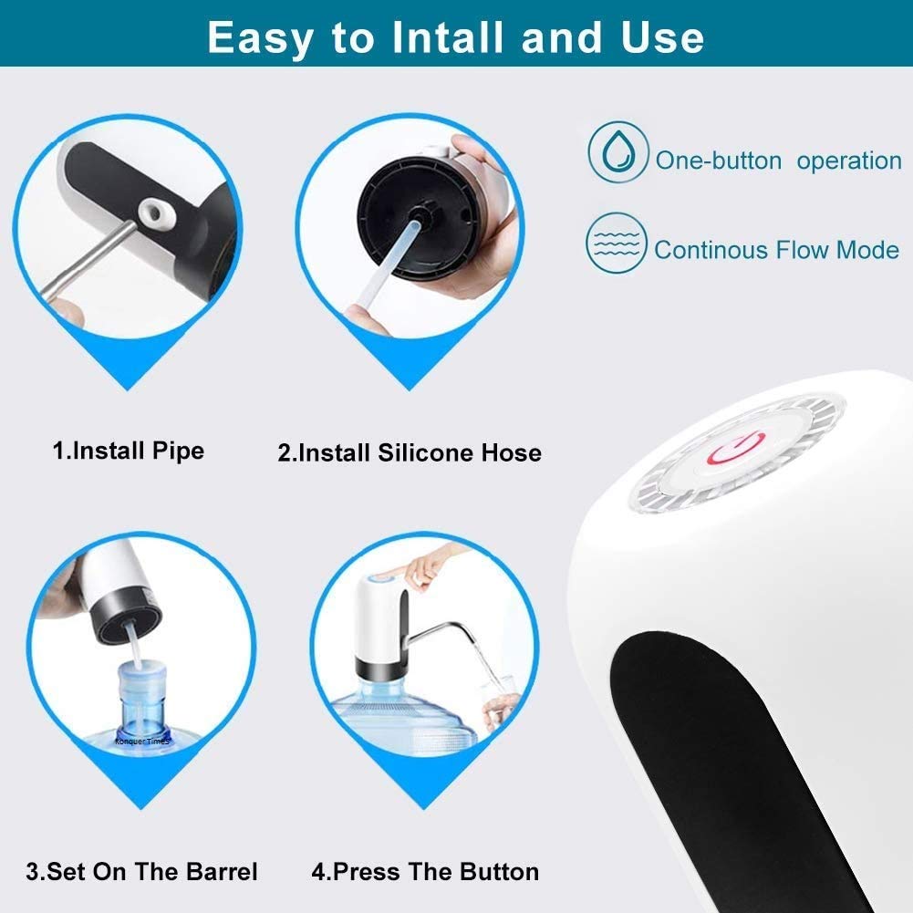 Automatic Water Can Dispenser Pump | USB Rechargeable | One-Touch Button | Suitable for 20L Bottles