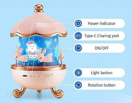 Night Light Rabbit Sky Projector for Kids – 360° Rotating Lamp