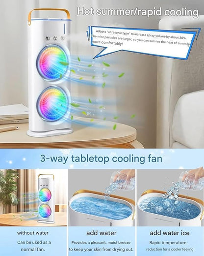Portable Dual Fan Air Conditioner with Humidifier