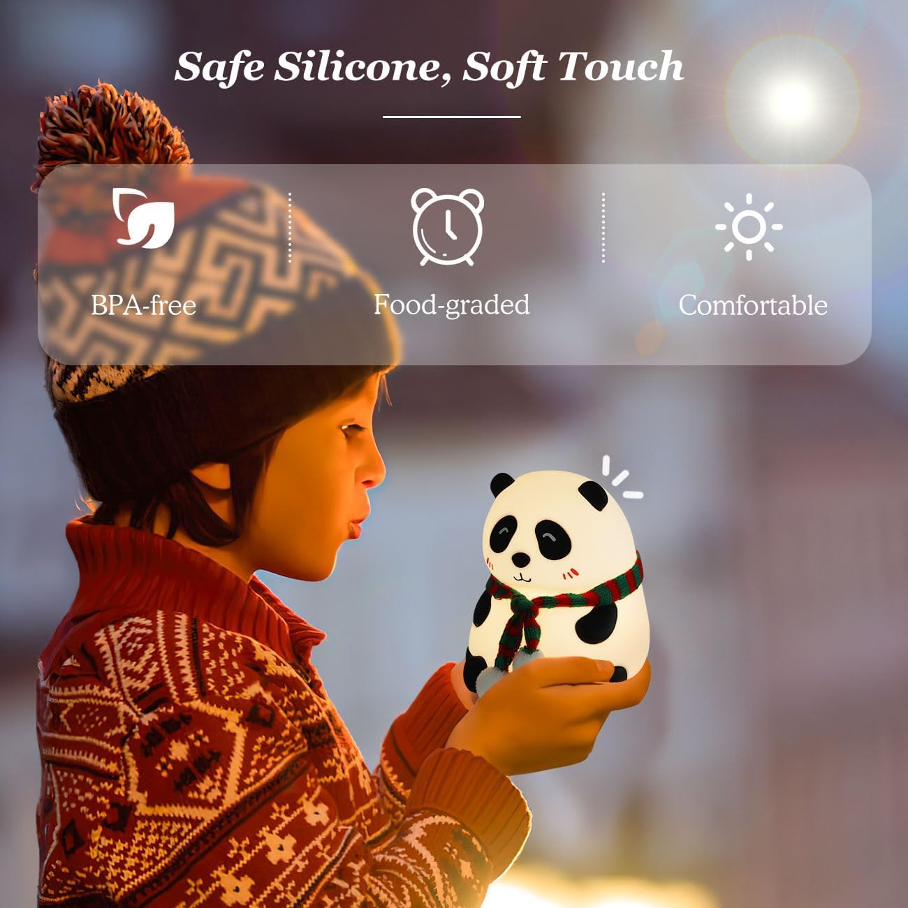 Panda Night Lamp I Rechargeable I 7-Colour Changing I Silicone