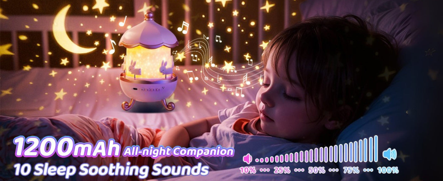 Night Light Rabbit Sky Projector for Kids – 360° Rotating Lamp